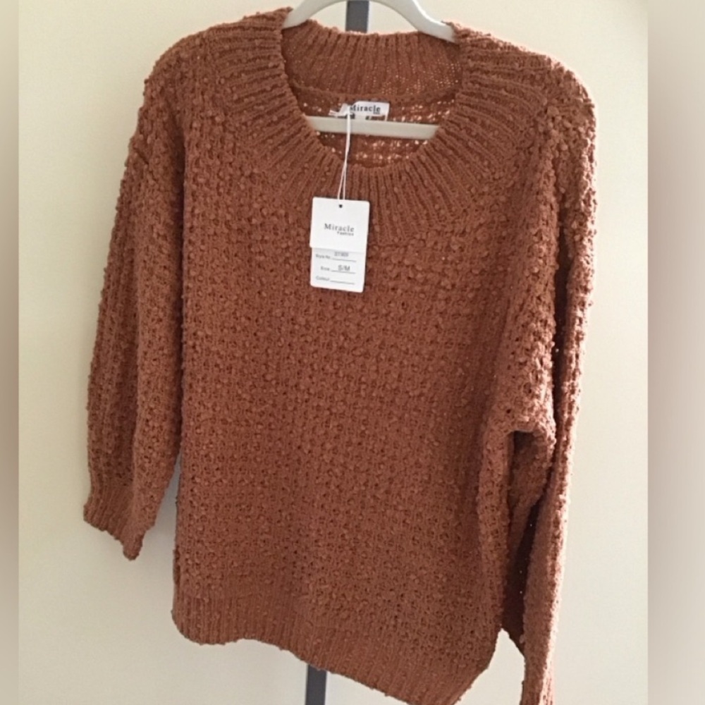 Miracle Women's Textured Knit Sweater in Tan